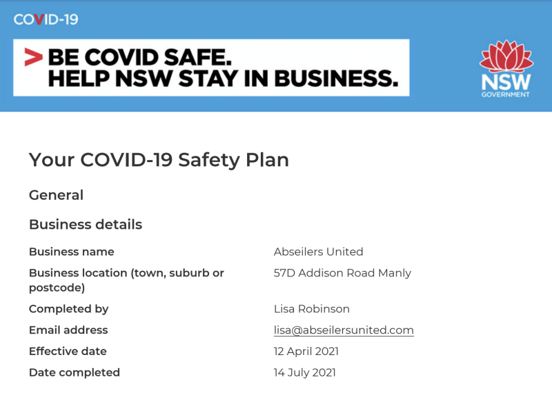 covid safety plan